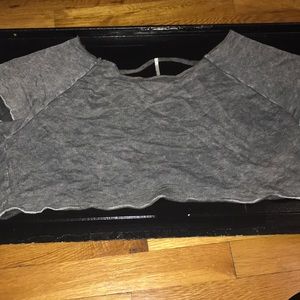 Distressed gray crop top